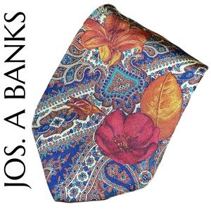 JOS. A. BANK Men's Tie Floral Print Silk Necktie Corporate Collection